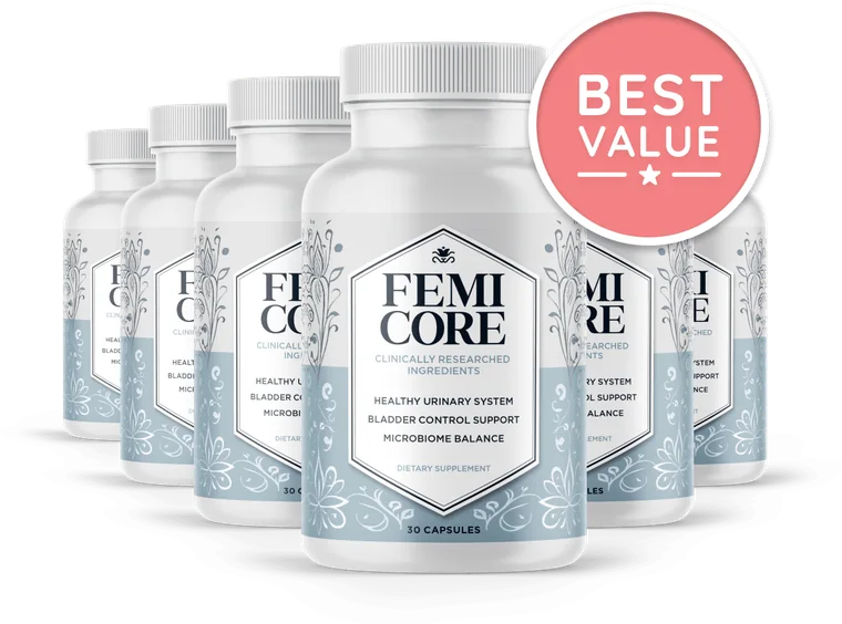 The six-bottle FemiCore bundle, the seller&rsquo;s own product image.